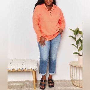 NEW Double Take Quarter Snap
Oversized Boyfriend Hoodie Hooded
Sweatshirt